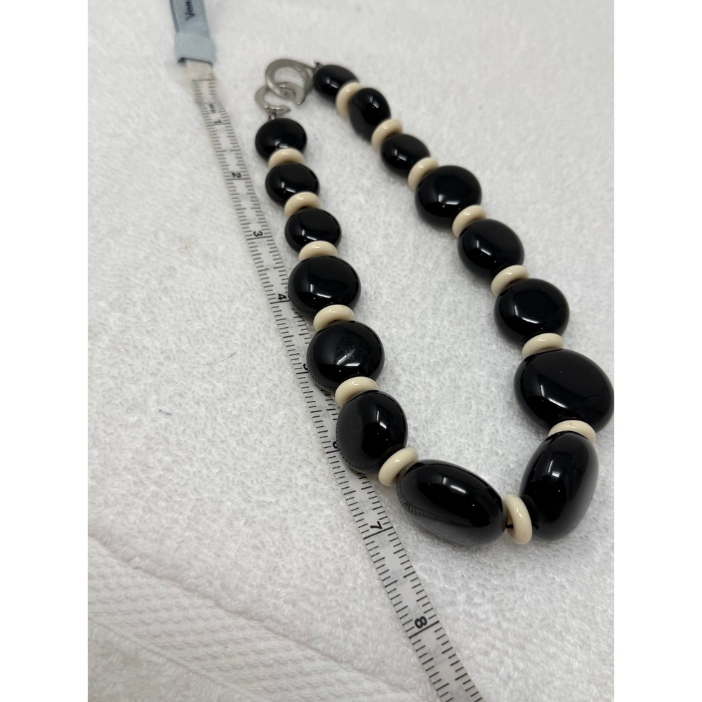 Vintage Bold Chunky Black Bead Statement Necklace Women OS Mob Wife Mod - Picture 7 of 8